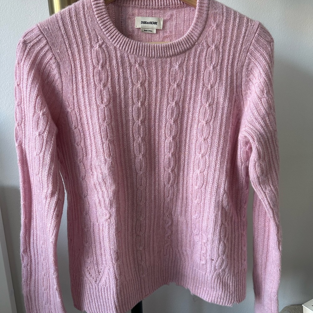 100% Cashmere Women’s Pink Cable Knit Sweater